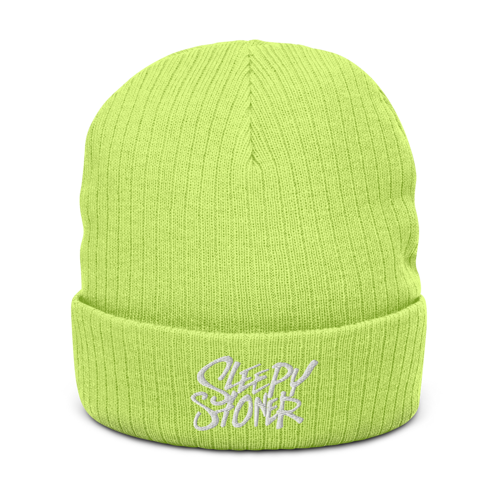 Sleepy Stoner Ribbed knit beanie